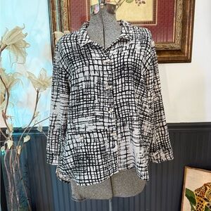 Habitat Art To Wear Lagenlook Bohemian Button Up Blouse ~ Size Small 💚🍄